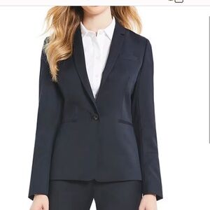 Antonio Melani size 0 Nicole Notch Collar Long Sleeve Wool Blazer Jacket Blue